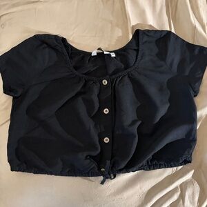 & Other Stories Black Button-Up Crop Top
